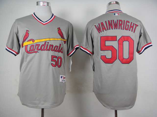 St. Louis Cardinals #50 Adam Wainwright Gray 1978 Throwback Pullover Jerseys,We sell and wholesale St. Louis Cardinals #50 Adam Wainwright Gray 1978 Throwback Pullover Jerseys on line form chian!