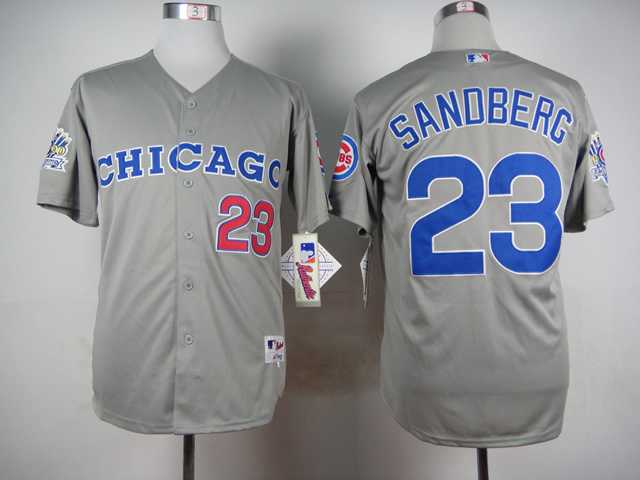 Chicago Cubs #23 Sandberg Gray 1990 Throwback Cool Base Jerseys,We sell and wholesale Chicago Cubs #23 Sandberg Gray 1990 Throwback Cool Base Jerseys on line form chian!