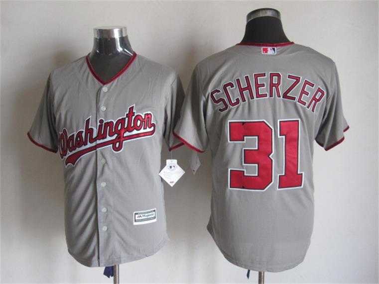 Majestic Washington Nationals #31 Max Scherzer Gray MLB Stitched Jerseys,We sell and wholesale Majestic Washington Nationals #31 Max Scherzer Gray MLB Stitched Jerseys on line form chian!