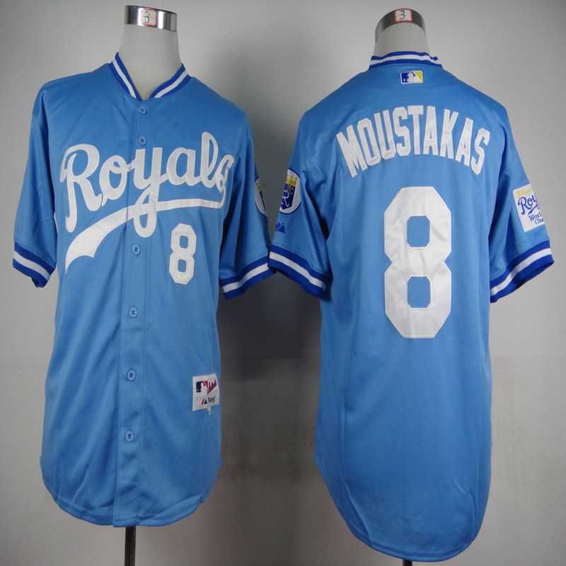 Kansas City Royals #8 Mike Moustakas 1985 Throwback Light Blue Cool Base Jerseys,We sell and wholesale Kansas City Royals #8 Mike Moustakas 1985 Throwback Light Blue Cool Base Jerseys on line form chian!