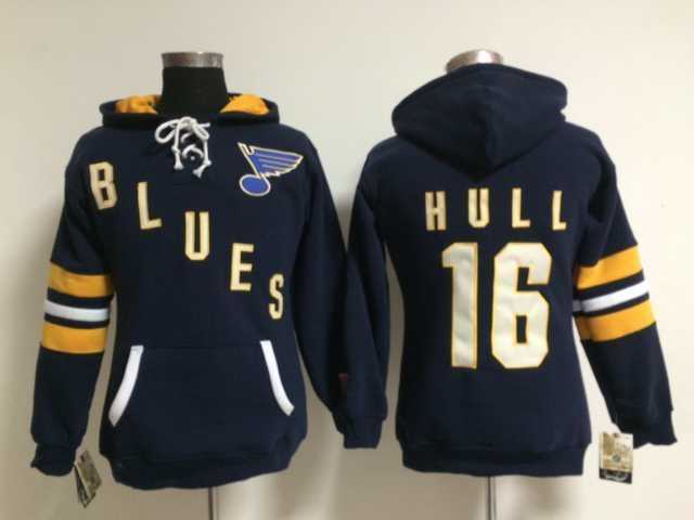 Womens St. Louis Blues #16 Brett Hull Dark Blue Stitched Hoodie,We sell and wholesale Womens St. Louis Blues #16 Brett Hull Dark Blue Stitched Hoodie on line form chian!
