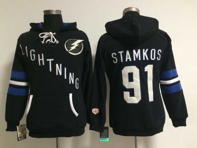 Womens Tampa Bay Lightning #91 Steven Stamkos Black Stitched Hoodie,We sell and wholesale Womens Tampa Bay Lightning #91 Steven Stamkos Black Stitched Hoodie on line form chian!