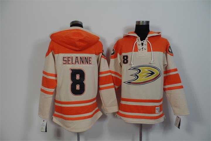 Anaheim Ducks #8 Teemu Selanne Cream Stitched Hoodie,We sell and wholesale Anaheim Ducks #8 Teemu Selanne Cream Stitched Hoodie on line form chian!