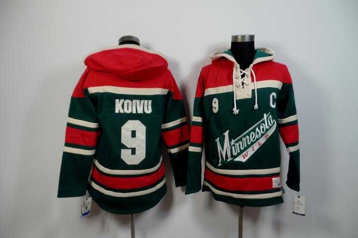 Minnesota Wilds #9 Mikko Koivu Green-Red Stitched Hoodie,We sell and wholesale Minnesota Wilds #9 Mikko Koivu Green-Red Stitched Hoodie on line form chian!