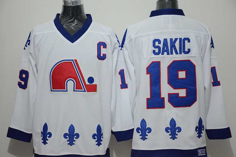 Quebec Nordiques #19 Sakic White CCM Throwback Jerseys,We sell and wholesale Quebec Nordiques #19 Sakic White CCM Throwback Jerseys on line form chian!