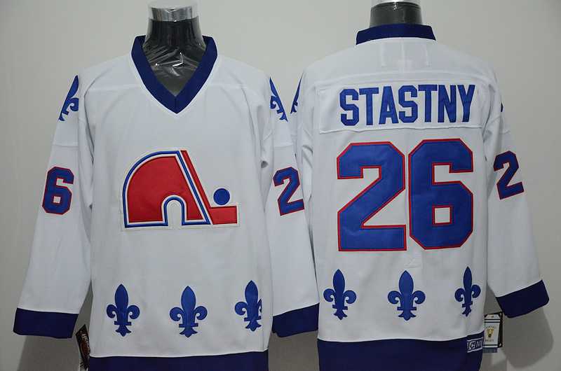 Quebec Nordiques #26 Stastny White CCM Throwback Jerseys,We sell and wholesale Quebec Nordiques #26 Stastny White CCM Throwback Jerseys on line form chian!
