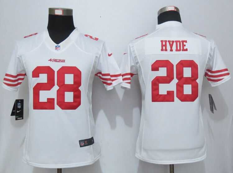 Womens Limited Nike San Francisco 49ers #28 Carlos Hyde White Jerseys,We sell and wholesale Womens Limited Nike San Francisco 49ers #28 Carlos Hyde White Jerseys on line form chian!