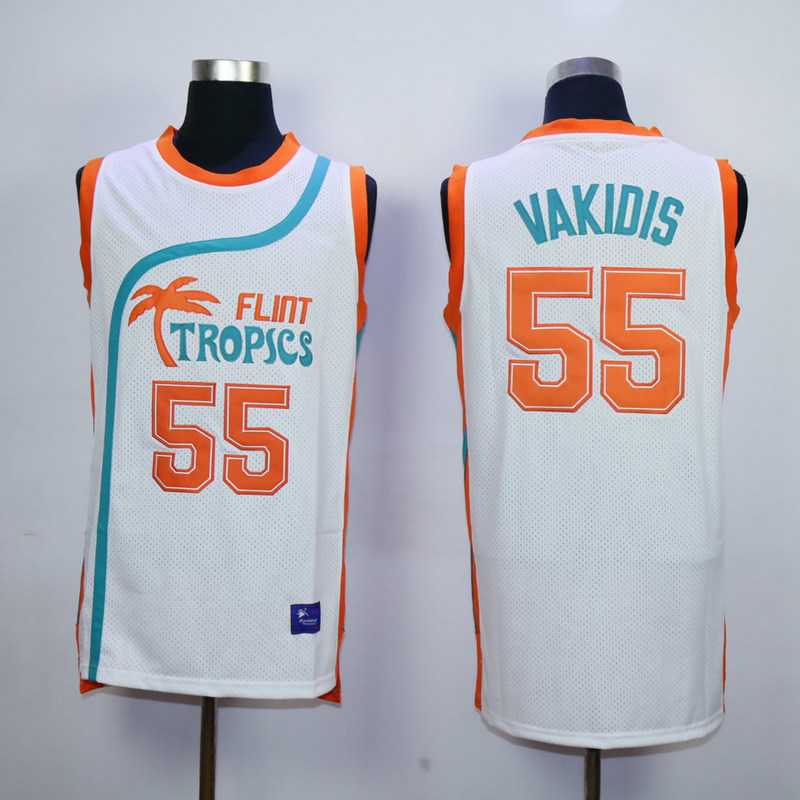 Flint Tropics Semi Pro Movie #55 Vakidis White Jerseys,We sell and wholesale Flint Tropics Semi Pro Movie #55 Vakidis White Jerseys on line form chian!