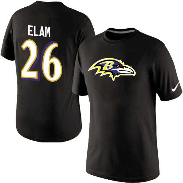 Men Nike Baltimore Ravens 26 ELam Name x26 Number T-Shirt Black,We sell and wholesale Men Nike Baltimore Ravens 26 ELam Name x26 Number T-Shirt Black on line form chian!