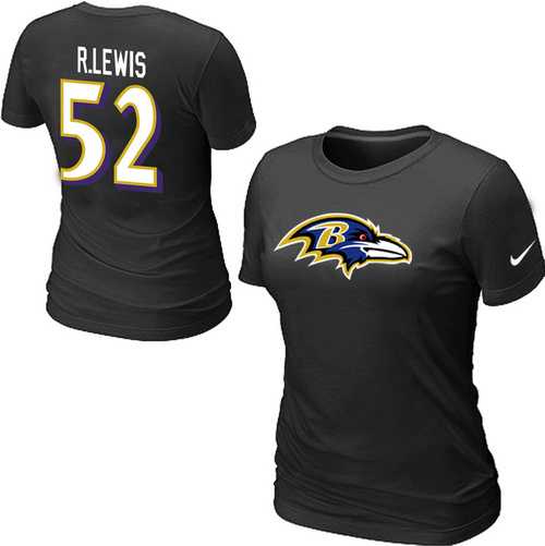 Womens Nike Baltimore Ravens #52 R.LEWIS Name x26 Number Black T-Shirt,We sell and wholesale Womens Nike Baltimore Ravens #52 R.LEWIS Name x26 Number Black T-Shirt on line form chian!