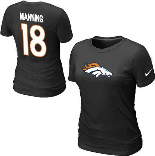 Womens Nike Denver Broncos #18 Peyton Manning Name x26  Number Black T-Shirt,We sell and wholesale Womens Nike Denver Broncos #18 Peyton Manning Name x26  Number Black T-Shirt on line form chian!