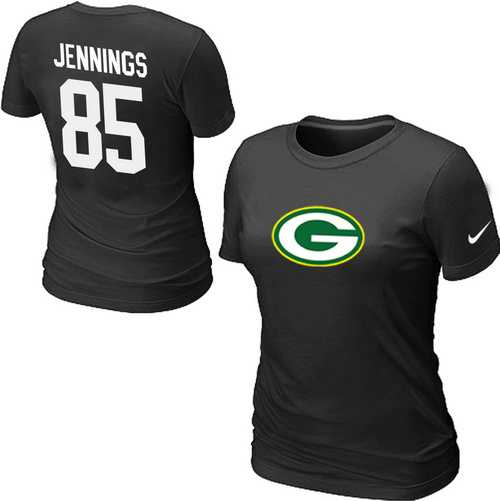 Womens Nike Green Bay Packers #85 JENNNGS Name x26 Number Black T-Shirt,We sell and wholesale Womens Nike Green Bay Packers #85 JENNNGS Name x26 Number Black T-Shirt on line form chian!