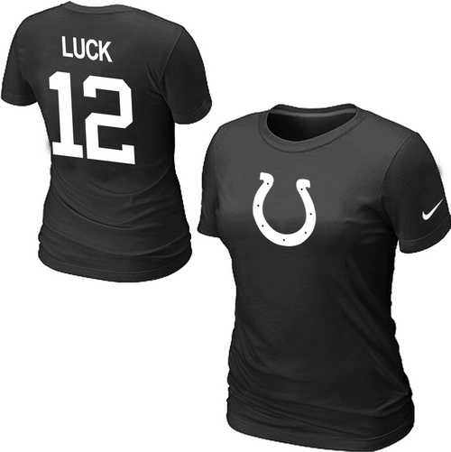 Womens Nike Indianapolis Colts #12 LUCK Name x26 Number Black T-Shirt,We sell and wholesale Womens Nike Indianapolis Colts #12 LUCK Name x26 Number Black T-Shirt on line form chian!
