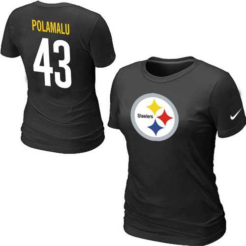 Womens Nike Pittsburgh Steelers #43 Troy Polamalu Name x26 Number Black T-Shirt,We sell and wholesale Womens Nike Pittsburgh Steelers #43 Troy Polamalu Name x26 Number Black T-Shirt on line form chian!