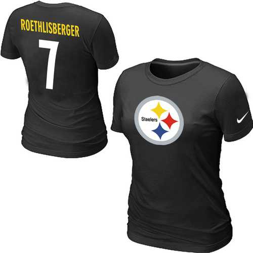 Womens Nike Pittsburgh Steelers #7 Ben Roethlisberger Name x26 Number Black T-Shirt,We sell and wholesale Womens Nike Pittsburgh Steelers #7 Ben Roethlisberger Name x26 Number Black T-Shirt on line form chian!