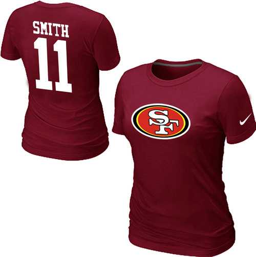 Womens Nike San Francisco 49ers #11 SMITH Name x26 Number Red T-Shirt,We sell and wholesale Womens Nike San Francisco 49ers #11 SMITH Name x26 Number Red T-Shirt on line form chian!