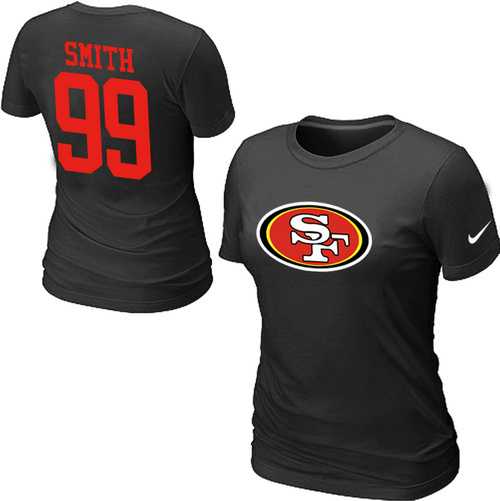 Womens Nike San Francisco 49ers #99 SMITH Name x26 Number Black T-Shirt,We sell and wholesale Womens Nike San Francisco 49ers #99 SMITH Name x26 Number Black T-Shirt on line form chian!