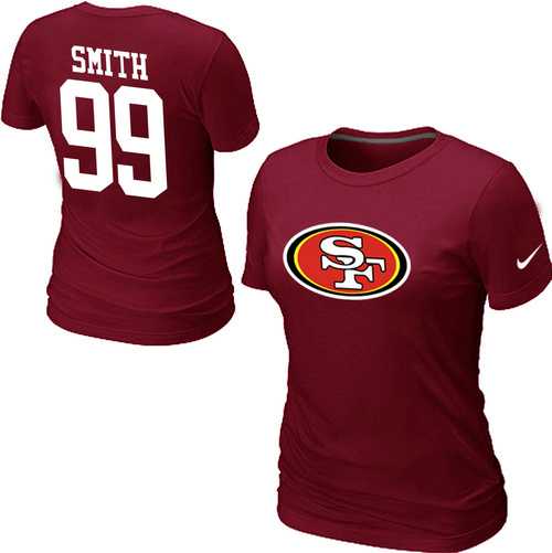 Womens Nike San Francisco 49ers #99 SMITH Name x26 Number Red T-Shirt,We sell and wholesale Womens Nike San Francisco 49ers #99 SMITH Name x26 Number Red T-Shirt on line form chian!