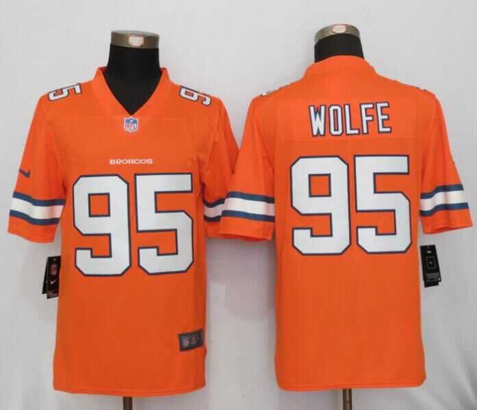 Nike Limited Denver Broncos #95 Derek Wolfe Orange Men's 2016 Rush Stitched NFL Jersey,We sell and wholesale Nike Limited Denver Broncos #95 Derek Wolfe Orange Men's 2016 Rush Stitched NFL Jersey on line form chian!