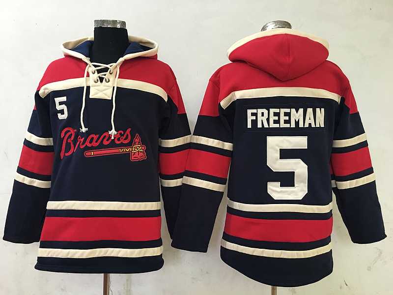 Atlanta Braves #5 Freddie Freeman Navy Blue Stitched MLB Hoodie,We sell and wholesale Atlanta Braves #5 Freddie Freeman Navy Blue Stitched MLB Hoodie on line form chian!