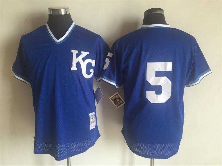 Kansas City Royals #5 George Brett (No Name) Mitchell And Ness Blue Stitched Pullover Jersey,We sell and wholesale Kansas City Royals #5 George Brett (No Name) Mitchell And Ness Blue Stitched Pullover Jersey on line form chian!