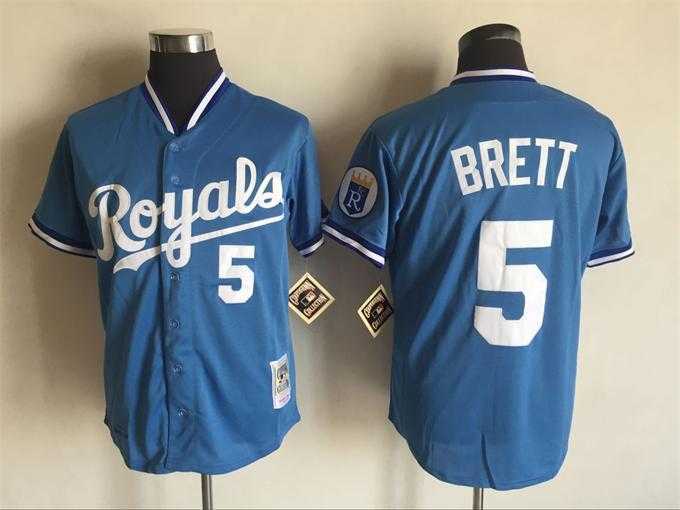 Kansas City Royals #5 George Brett Mitchell And Ness Blue Stitched Jersey,We sell and wholesale Kansas City Royals #5 George Brett Mitchell And Ness Blue Stitched Jersey on line form chian!