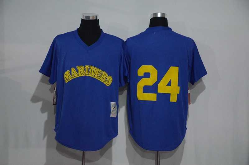Seattle Mariners #24 Ken Griffey (No Name) Mitchell And Ness Blue Stitched Pullover Jersey,We sell and wholesale Seattle Mariners #24 Ken Griffey (No Name) Mitchell And Ness Blue Stitched Pullover Jersey on line form chian!