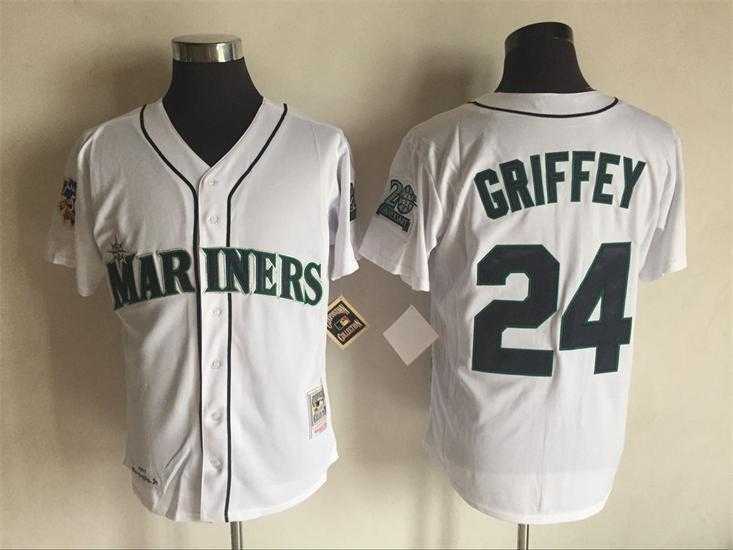 Seattle Mariners #24 Ken Griffey Mitchell And Ness White Stitched MLB Jersey,We sell and wholesale Seattle Mariners #24 Ken Griffey Mitchell And Ness White Stitched MLB Jersey on line form chian!