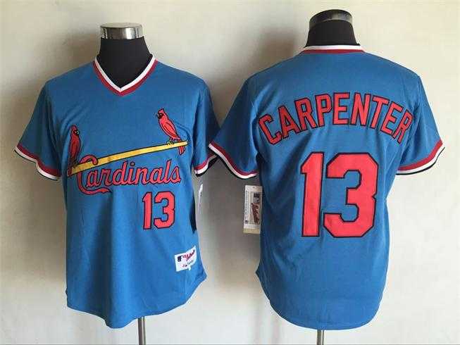 St. Louis Cardinals #13 Matt Carpenter Mitchell And Ness Blue Stitched Pullover MLB Jersey,We sell and wholesale St. Louis Cardinals #13 Matt Carpenter Mitchell And Ness Blue Stitched Pullover MLB Jersey on line form chian!