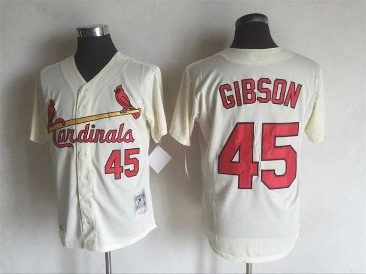 St. Louis Cardinals #45 Bob Gibson Mitchell And Ness Cream Stitched MLB Jersey,We sell and wholesale St. Louis Cardinals #45 Bob Gibson Mitchell And Ness Cream Stitched MLB Jersey on line form chian!