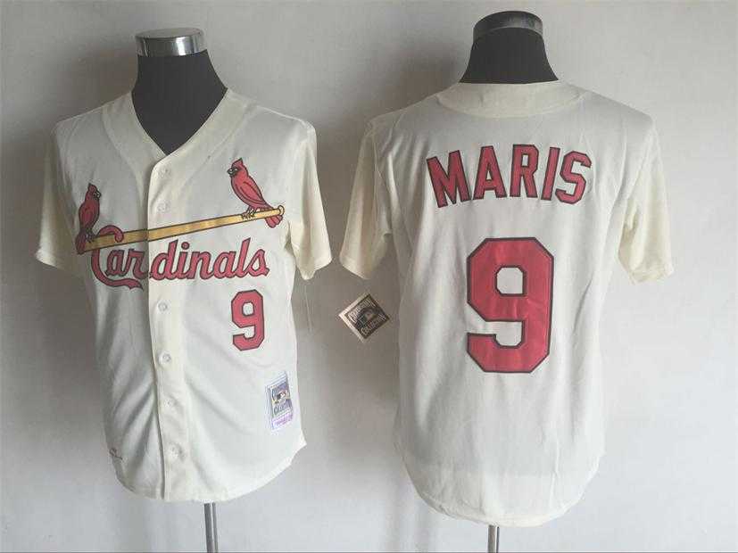 St. Louis Cardinals #9 Roger Maris Mitchell And Ness Cream Stitched MLB Jersey,We sell and wholesale St. Louis Cardinals #9 Roger Maris Mitchell And Ness Cream Stitched MLB Jersey on line form chian!