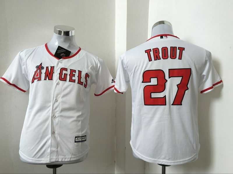 Youth Los Angeles Angels Of Anaheim #27 Mike Trout White New Cool Base Stitched Baseball Jersey,We sell and wholesale Youth Los Angeles Angels Of Anaheim #27 Mike Trout White New Cool Base Stitched Baseball Jersey on line form chian!