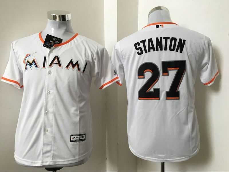 Youth Miami Marlins #27 Giancarlo Stanton White New Cool Base Stitched Baseball Jersey,We sell and wholesale Youth Miami Marlins #27 Giancarlo Stanton White New Cool Base Stitched Baseball Jersey on line form chian!