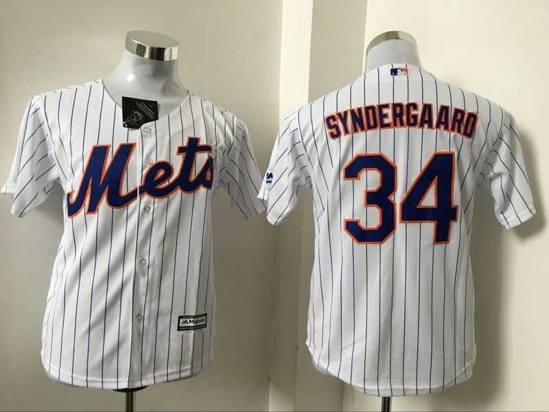 Youth New York Mets #34 Noah Syndergaard White (Blue Strip) New Cool Base Stitched Baseball Jersey,We sell and wholesale Youth New York Mets #34 Noah Syndergaard White (Blue Strip) New Cool Base Stitched Baseball Jersey on line form chian!
