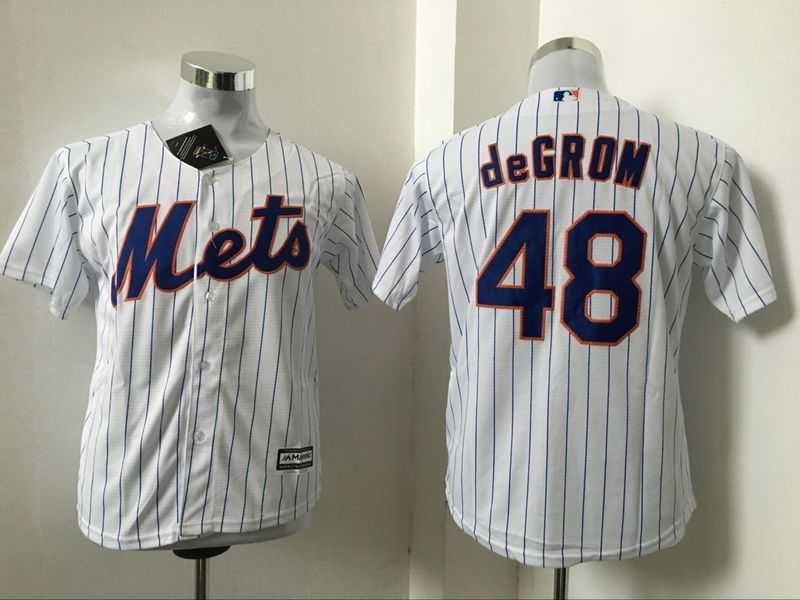 Youth New York Mets #48 Jacob DeGrom White (Blue Strip) New Cool Base Stitched Baseball Jersey,We sell and wholesale Youth New York Mets #48 Jacob DeGrom White (Blue Strip) New Cool Base Stitched Baseball Jersey on line form chian!
