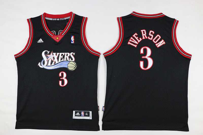 Youth Philadelphia 76ers #3 Allen Iverson Black Swingman Throwback Stitched NBA Jersey,We sell and wholesale Youth Philadelphia 76ers #3 Allen Iverson Black Swingman Throwback Stitched NBA Jersey on line form chian!