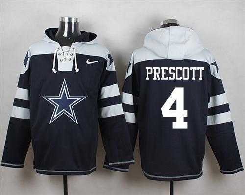 Glued Nike Dallas Cowboys #4 Dak Prescott Navy Blue Player Pullover NFL Hoodie,We sell and wholesale Glued Nike Dallas Cowboys #4 Dak Prescott Navy Blue Player Pullover NFL Hoodie on line form chian!