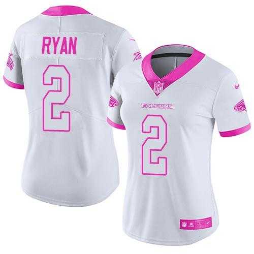 Glued Women Nike Atlanta Falcons #2 Matt Ryan White Pink Rush Limited Jersey,We sell and wholesale Glued Women Nike Atlanta Falcons #2 Matt Ryan White Pink Rush Limited Jersey on line form chian!
