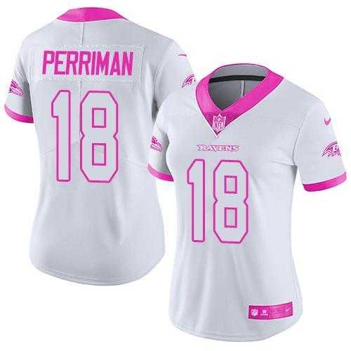 Glued Women Nike Baltimore Ravens #18 Breshad Perriman White Pink Rush Limited Jersey,We sell and wholesale Glued Women Nike Baltimore Ravens #18 Breshad Perriman White Pink Rush Limited Jersey on line form chian!