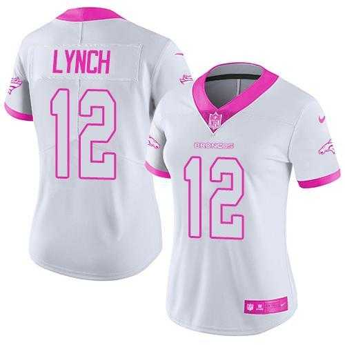 Glued Women Nike Denver Broncos #12 Paxton Lynch White Pink Rush Limited Jersey,We sell and wholesale Glued Women Nike Denver Broncos #12 Paxton Lynch White Pink Rush Limited Jersey on line form chian!