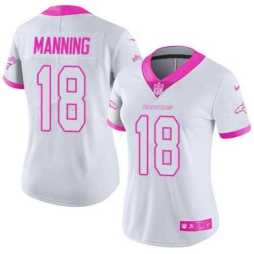 Glued Women Nike Denver Broncos #18 Peyton Manning White Pink Rush Limited Jersey,We sell and wholesale Glued Women Nike Denver Broncos #18 Peyton Manning White Pink Rush Limited Jersey on line form chian!