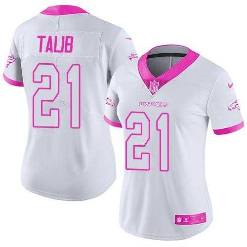 Glued Women Nike Denver Broncos #21 Aqib Talib White Pink Rush Limited Jersey,We sell and wholesale Glued Women Nike Denver Broncos #21 Aqib Talib White Pink Rush Limited Jersey on line form chian!