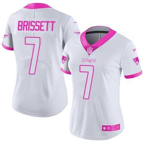 Glued Women Nike New England Patriots #7 Jacoby Brissett White Pink Rush Limited Jersey,We sell and wholesale Glued Women Nike New England Patriots #7 Jacoby Brissett White Pink Rush Limited Jersey on line form chian!
