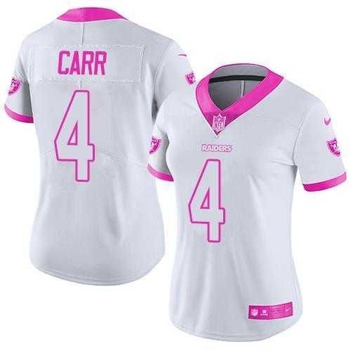 Glued Women Nike Oakland Raiders #4 Derek Carr White Pink Rush Limited Jersey,We sell and wholesale Glued Women Nike Oakland Raiders #4 Derek Carr White Pink Rush Limited Jersey on line form chian!