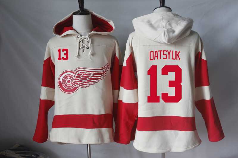 Detroit Red Wings #13 Pavel Datsyuk Cream Stitched NHL Pullover Hoodie,We sell and wholesale Detroit Red Wings #13 Pavel Datsyuk Cream Stitched NHL Pullover Hoodie on line form chian!