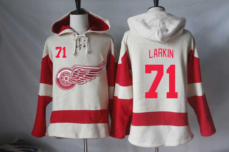 Detroit Red Wings #71 Dylan Larkin Cream Stitched NHL Pullover Hoodie,We sell and wholesale Detroit Red Wings #71 Dylan Larkin Cream Stitched NHL Pullover Hoodie on line form chian!