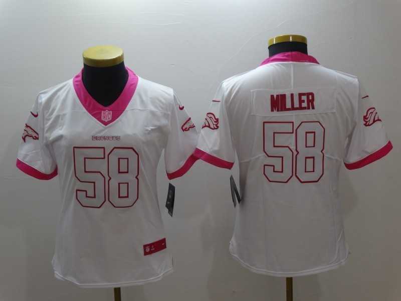 Women Limited Nike Denver Broncos #58 Von Miller White Pink Stitched Rush Jersey,We sell and wholesale Women Limited Nike Denver Broncos #58 Von Miller White Pink Stitched Rush Jersey on line form chian!