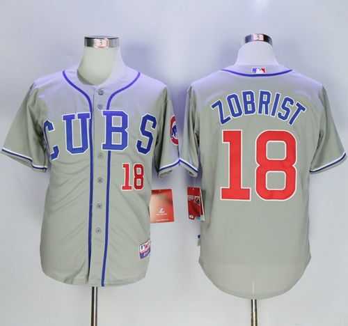 Chicago Cubs #18 Ben Zobrist Gray Alternate Road Cool Base Stitched MLB Jersey,We sell and wholesale Chicago Cubs #18 Ben Zobrist Gray Alternate Road Cool Base Stitched MLB Jersey on line form chian!