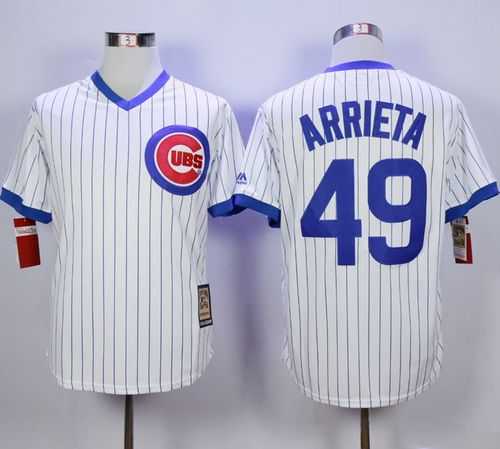 Chicago Cubs #49 Jake Arrieta White Strip Home Cooperstown Stitched MLB Jersey,We sell and wholesale Chicago Cubs #49 Jake Arrieta White Strip Home Cooperstown Stitched MLB Jersey on line form chian!