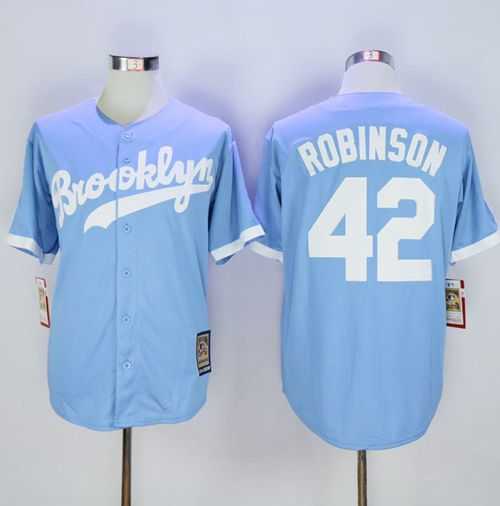 Mitchell And Ness Los Angeles Dodgers #42 Jackie Robinson Light Blue Throwback Stitched MLB Jersey,We sell and wholesale Mitchell And Ness Los Angeles Dodgers #42 Jackie Robinson Light Blue Throwback Stitched MLB Jersey on line form chian!